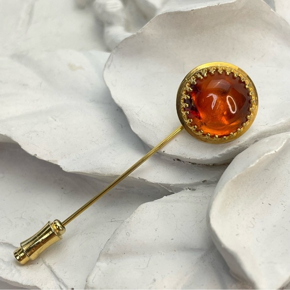 Vintage Amber Gold Filled Stick Pin - Picture 2 of 11